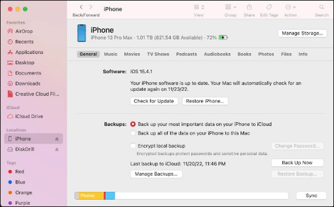 press the restore button icon