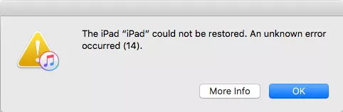 mensaje error 14 itunes