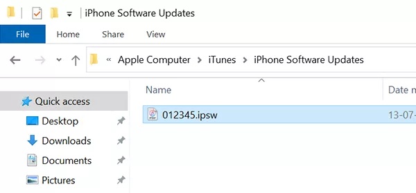 acceder a la ubicación de descarga de firmware de iTunes