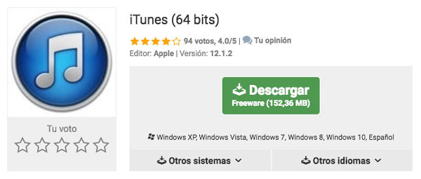 descargar itunes gratis