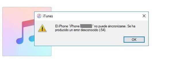 error desconocido 54 itunes