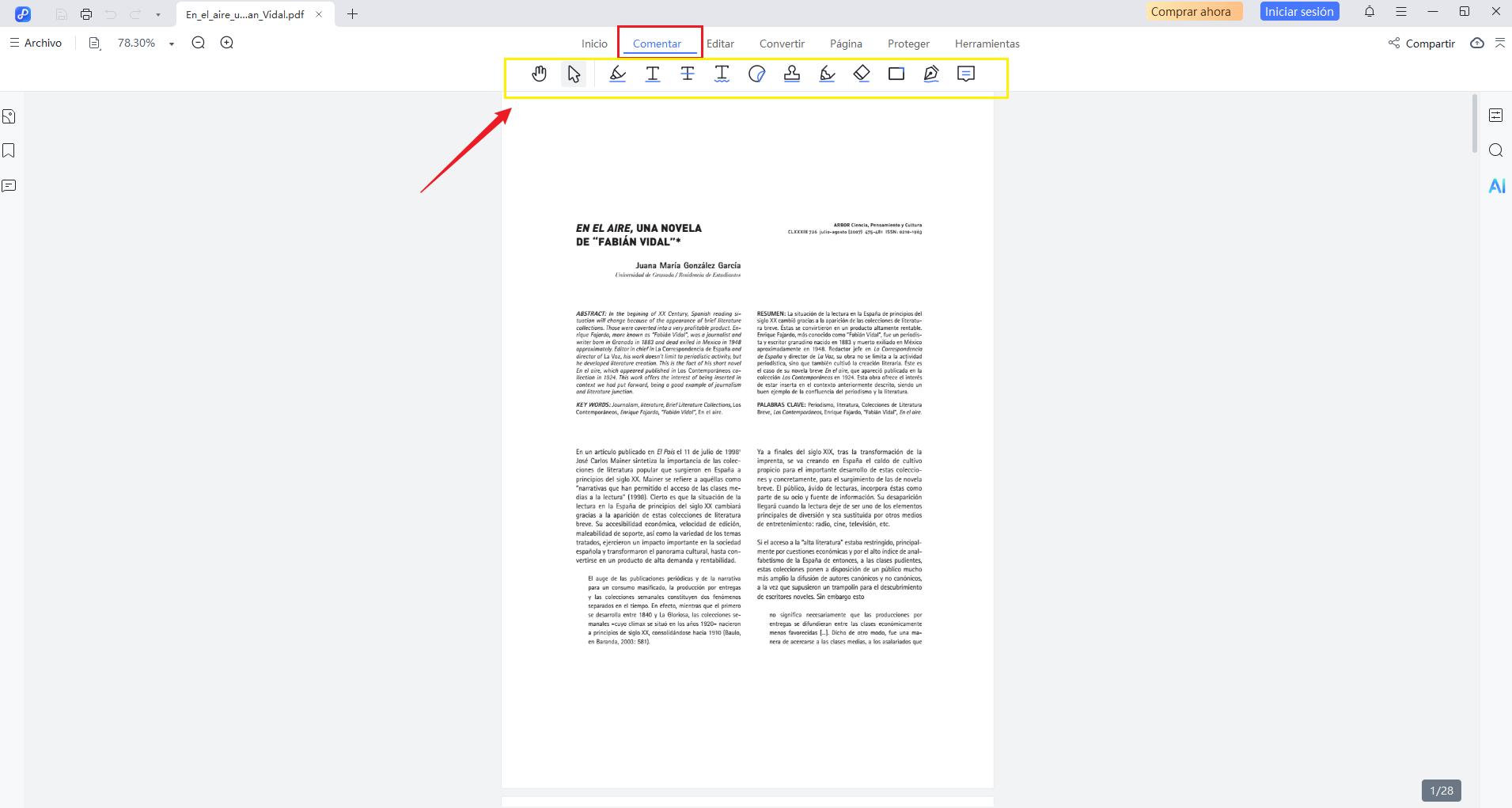 comentarios y anotaciones de pdnob pdf editor