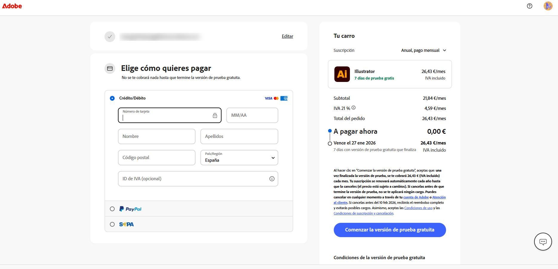 comenzar la prueba gratuita de adobe illustrator