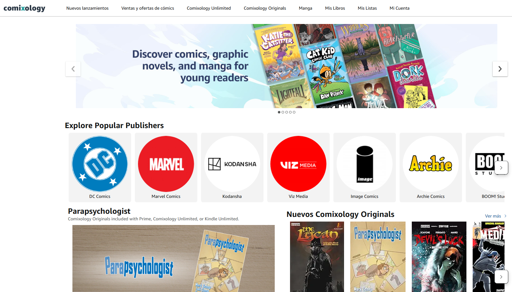 leer comics online en comixology