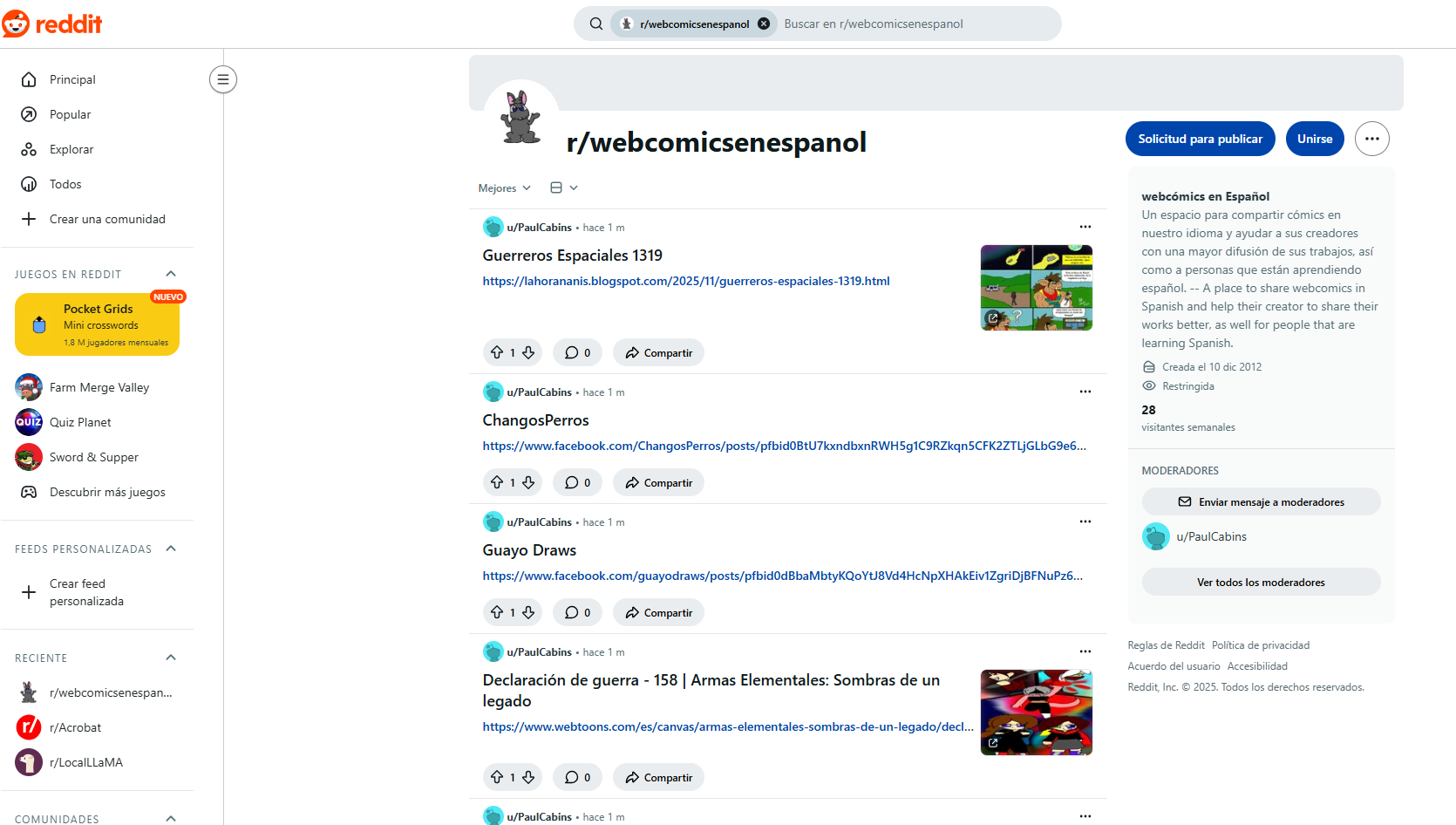 reddit comunidades cómics en español