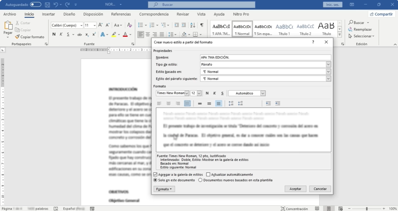 crear edtilos de títulos en word según las normas apa 7ma edición