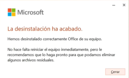 desinstalar versiones previas de office
