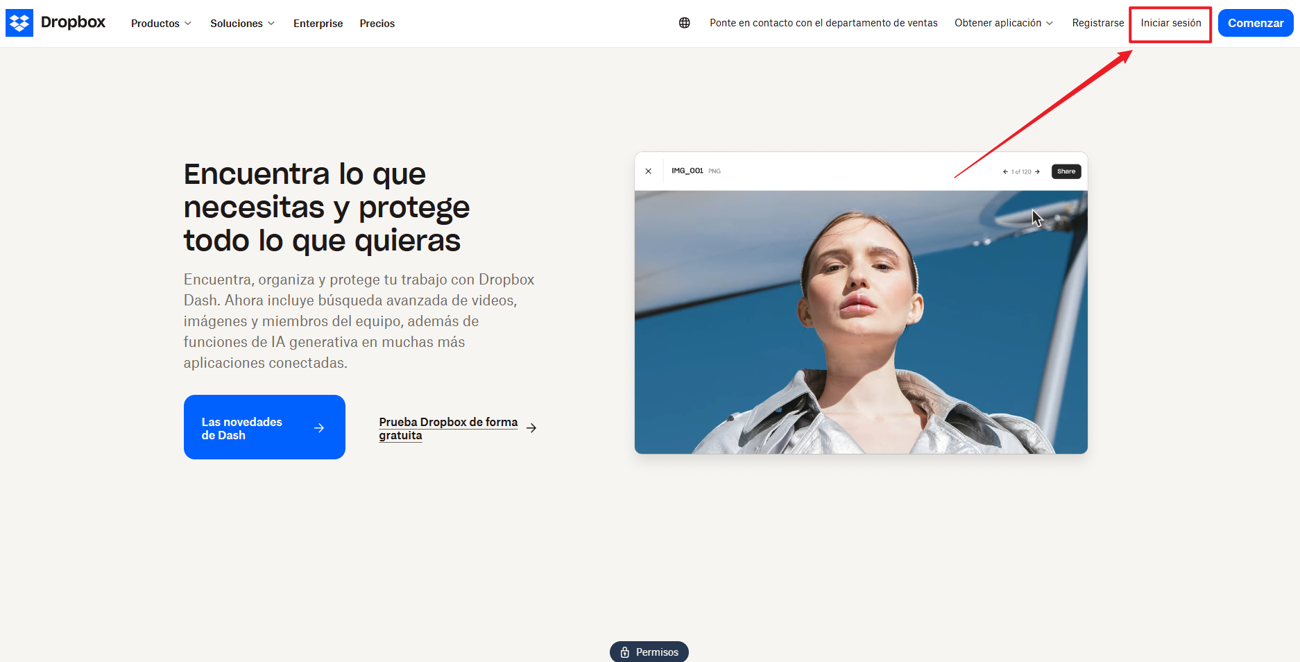 dropbox iniciar sesion paso 1