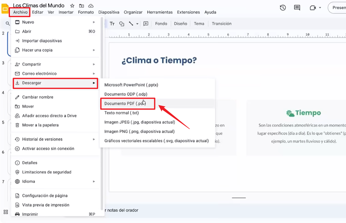 descargar la presentación creada con gemini