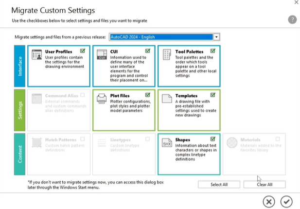 configuraciones de autocad