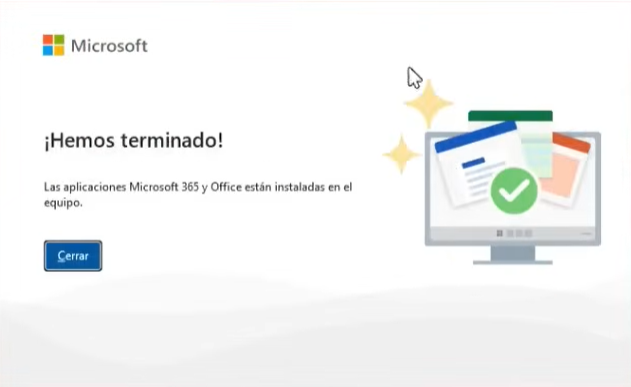 instalacion terminada de microsoft 365