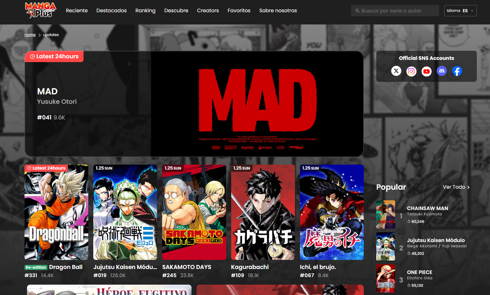 leer manga online español en MANGA Plus