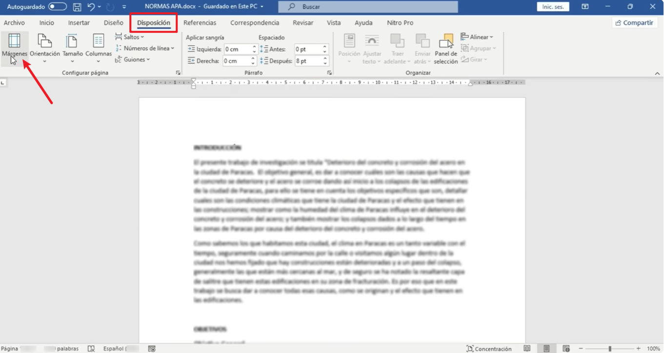 cómo configurar word según las normas apa 7ma edición - márgenes