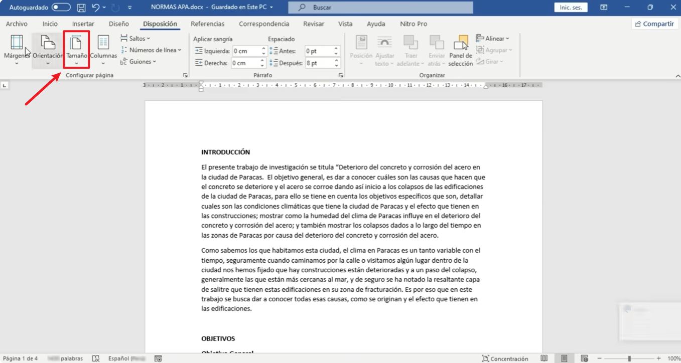 cómo configurar word según las normas apa 7ma edición - tamaños