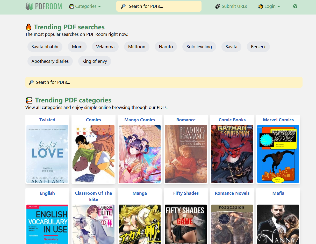 interfaz de pdf room para descargar manga en pdf gratis