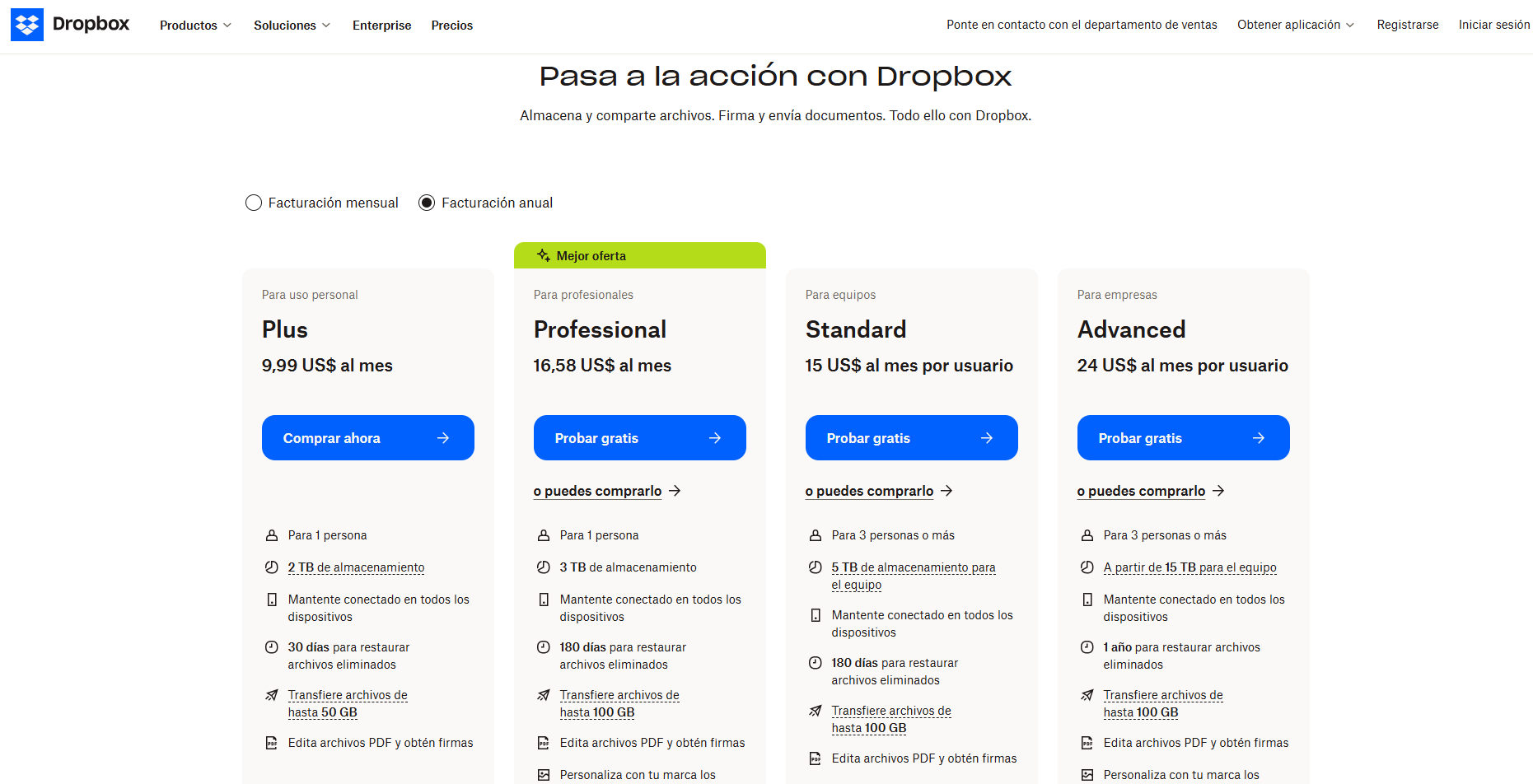 dropbox precios