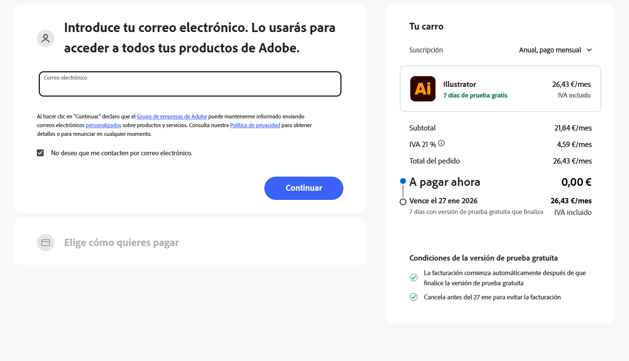 prueba gratuita de adobe illustrator