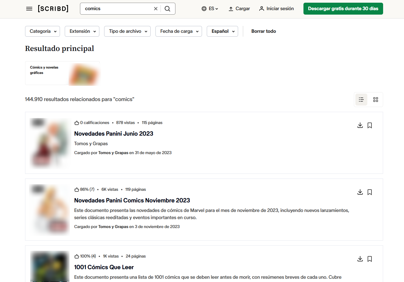 scribd para cómics en español