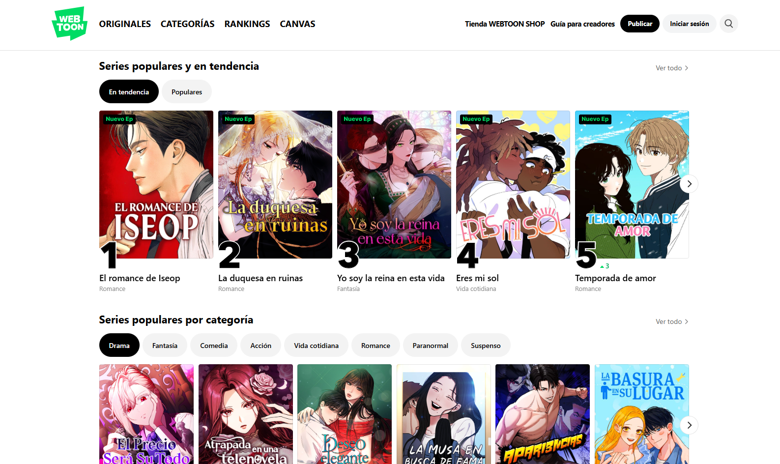 leer manga gratis en Webtoon