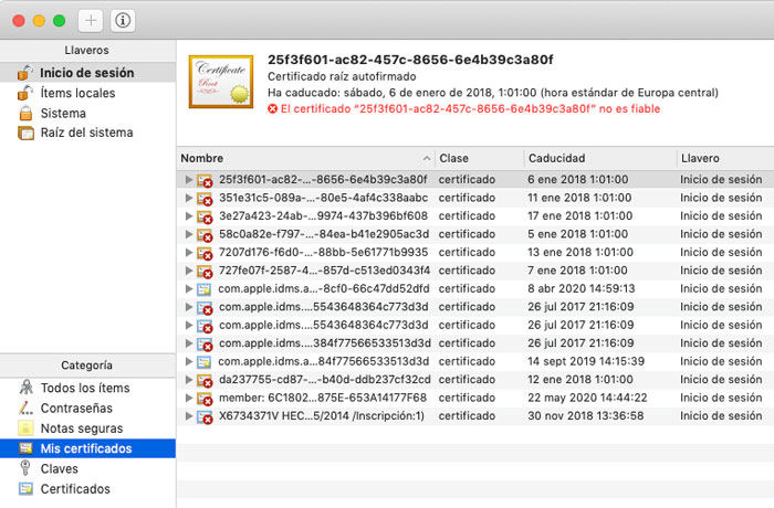 certificados en categoría