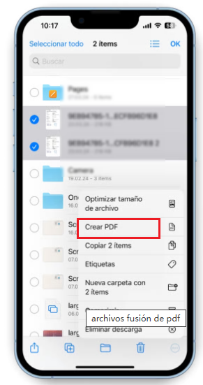 unir archivos pdf en uno solo en ios