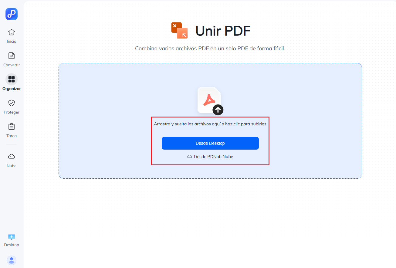 sube archivos pdf en pdnob online