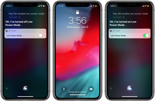 El modo de batería baja también se puede usar Siri