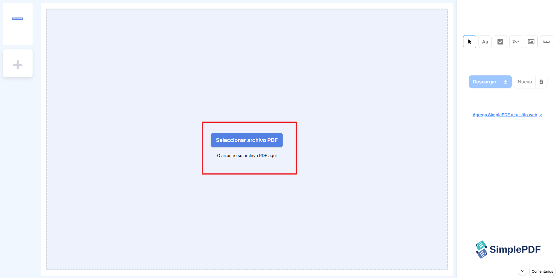añadir paginas en blanco a pdf online con simplepdf