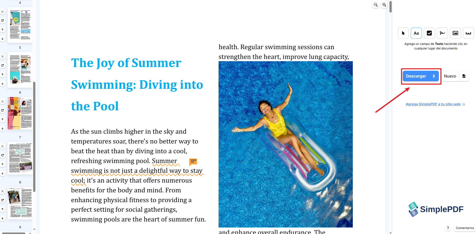 añadir hoja a pdf online con simplepdf