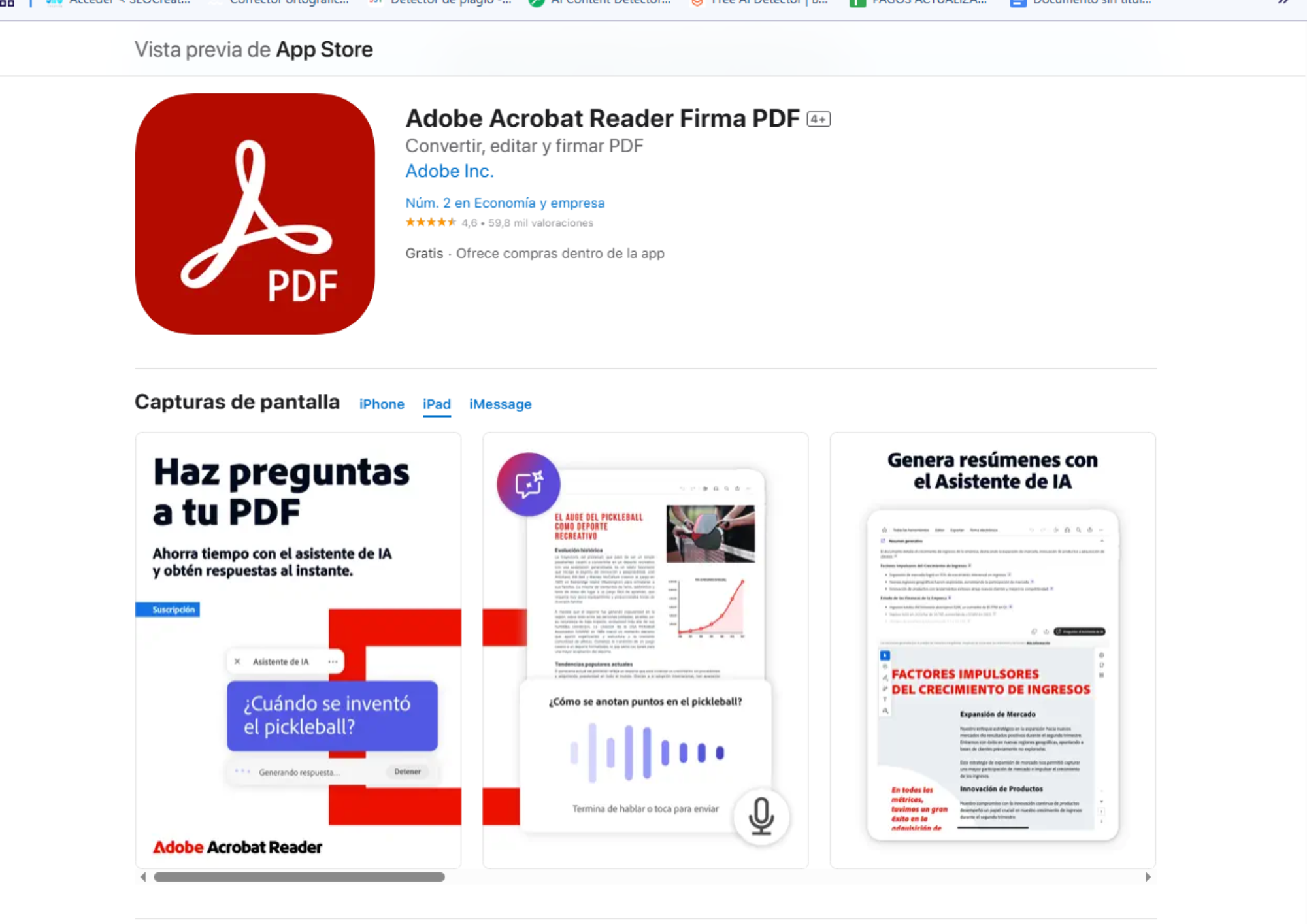 Adobe Acrobat Reader aplicación para editar PDF en iPad