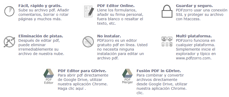 características principales de pdfzorro