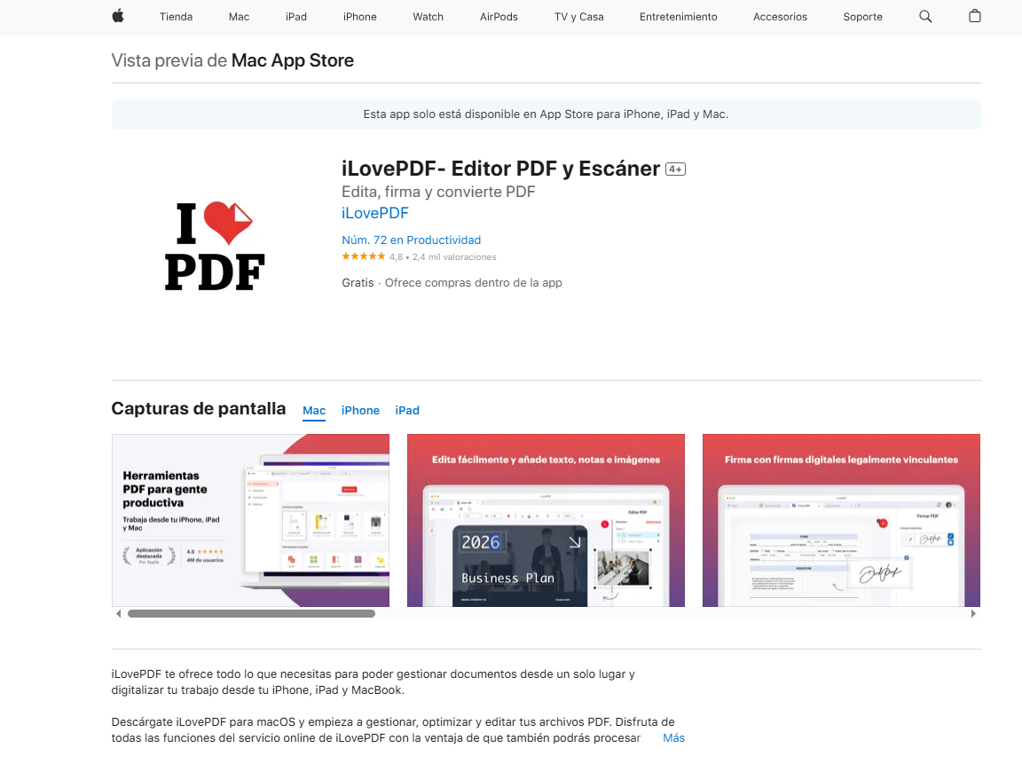 ilovepdf aplicación para editar pdf en ipad gratis