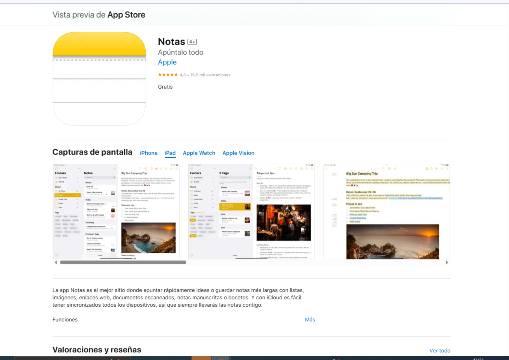 Notas de Apple aplicación para editar PDF en iPad