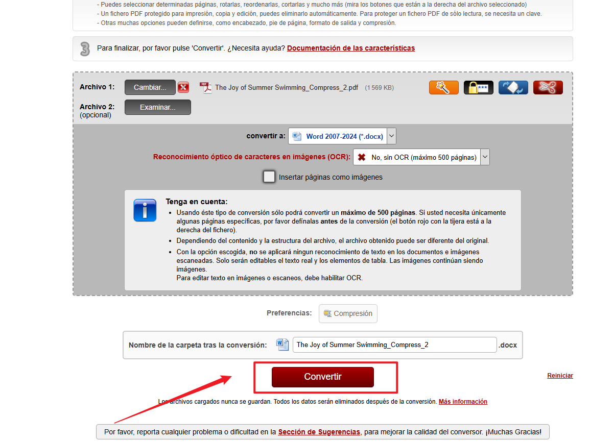 online2pdf convertir pdf paso 3