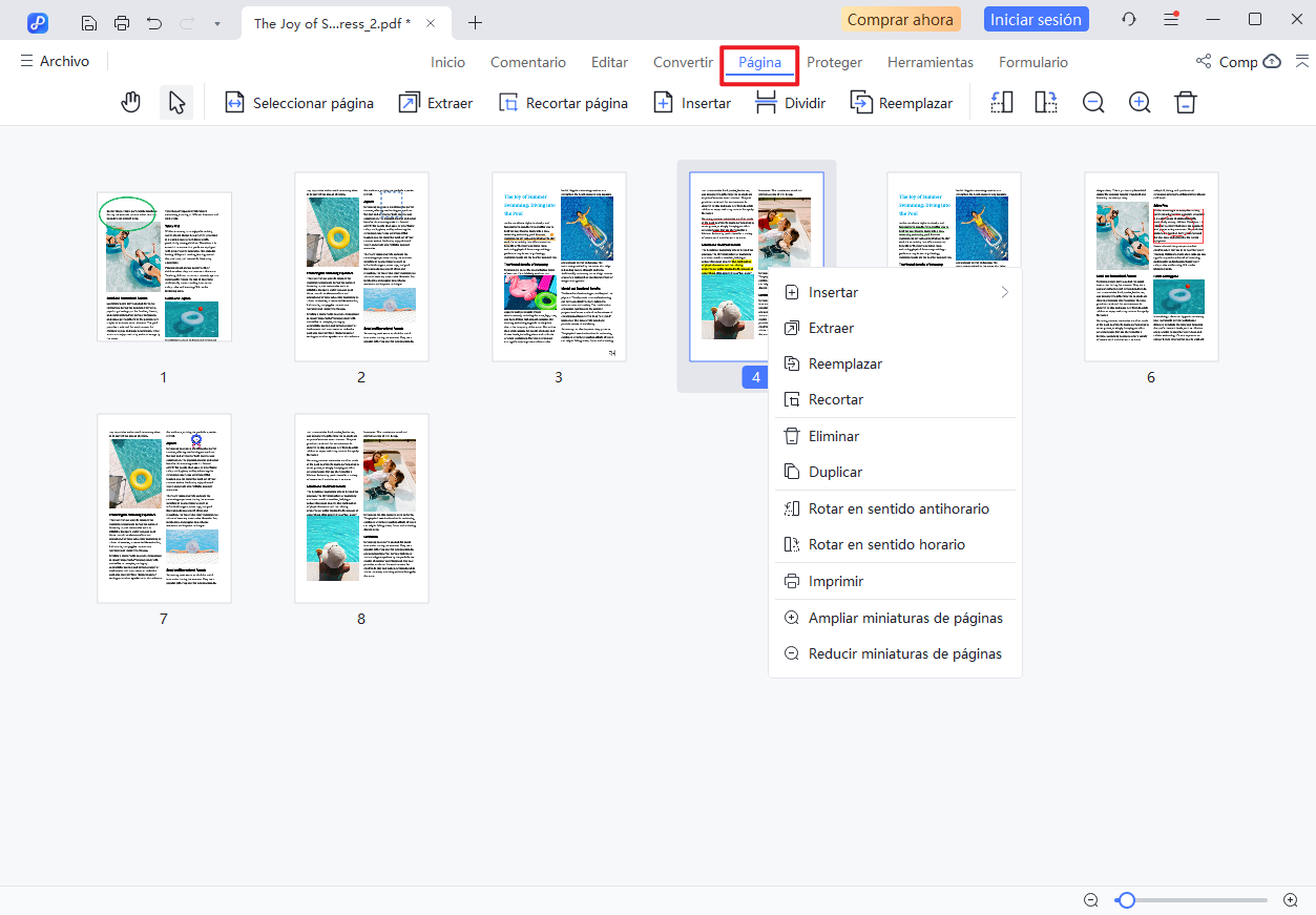 organiza paginas de pdf con pdnob pdf editor
