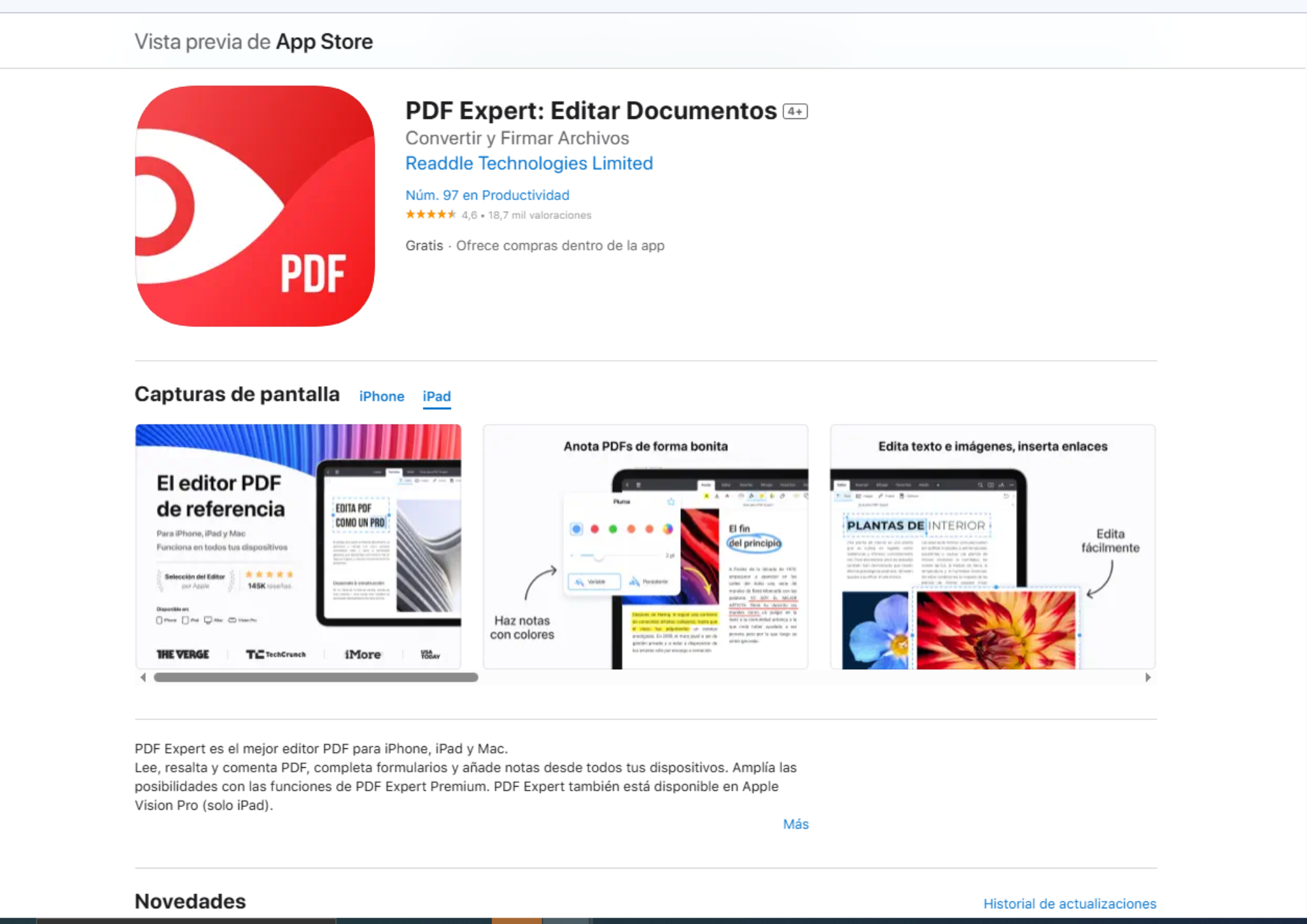 PDF Expert aplicación para editar PDF en iPad
