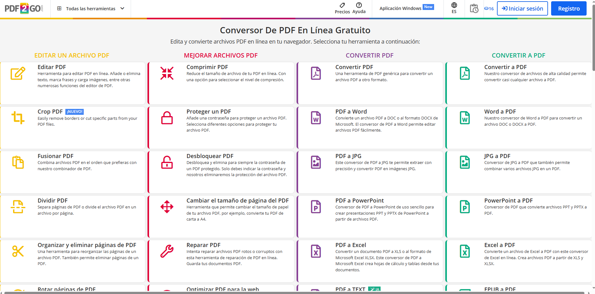 pdf2go - editor de pdf freeware