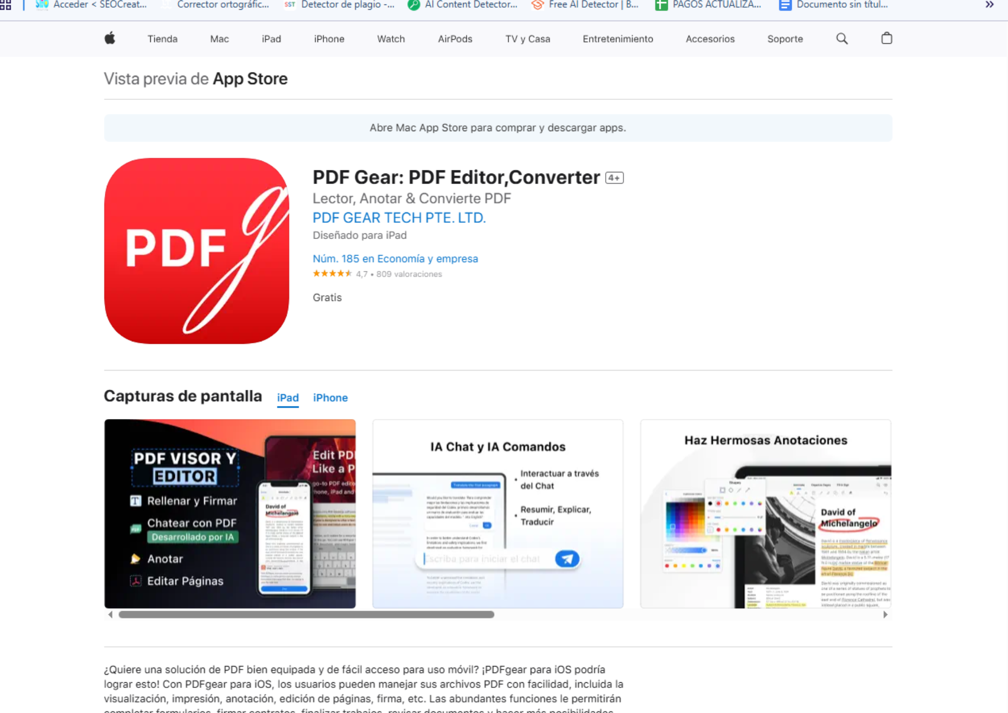 PDFgear aplicación para editar PDF en iPad