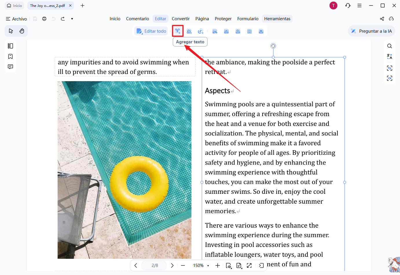 herramienta añadir texto