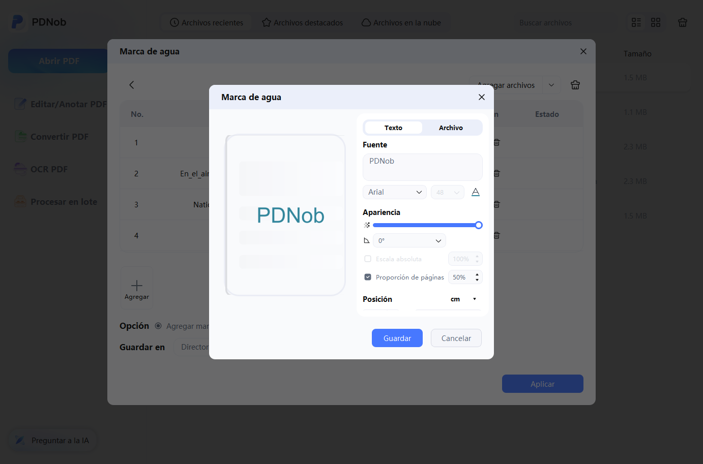 editar marca de agua por lotes en pdf