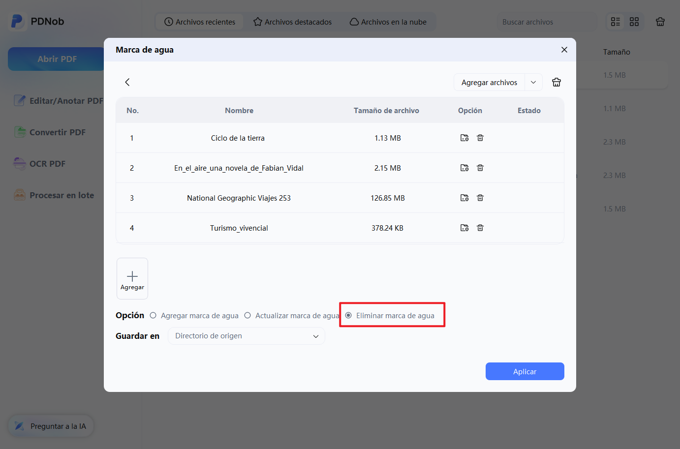 eliminar marca de agua por lotes en pdf