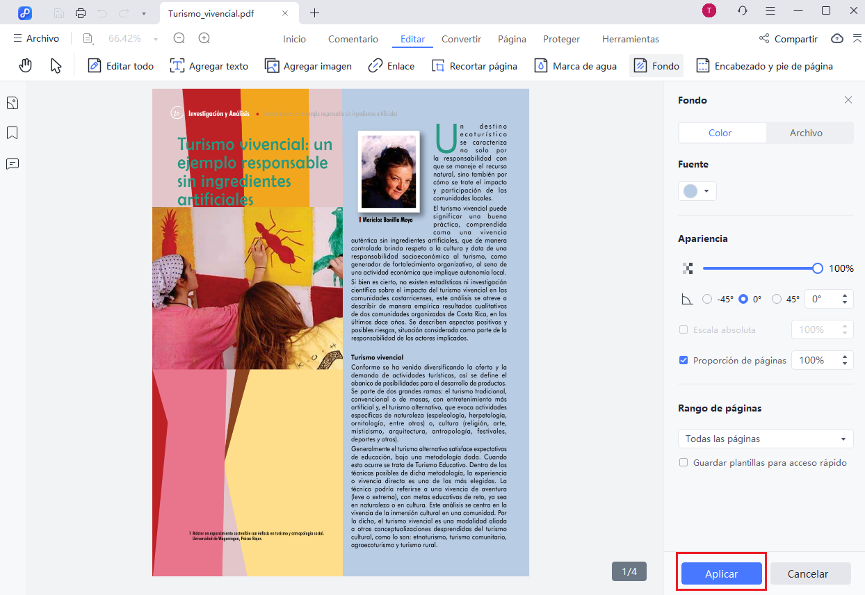 apply background to pdf