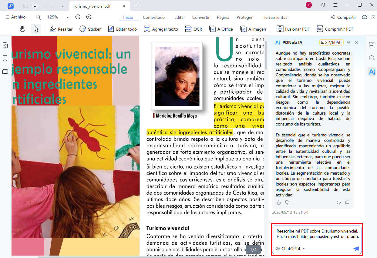 chat with pdf to rewrite