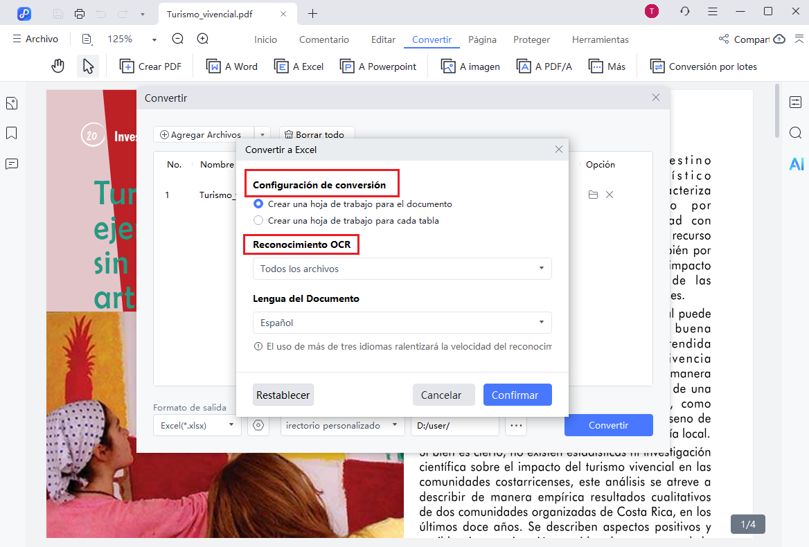 convert to excel settings