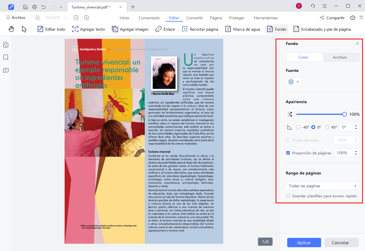 edit existing background settings