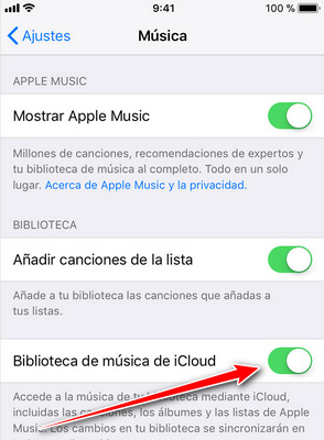 activar biblioteca de icloud