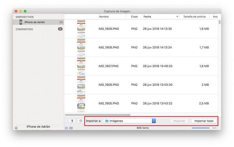 captura de imagen mac