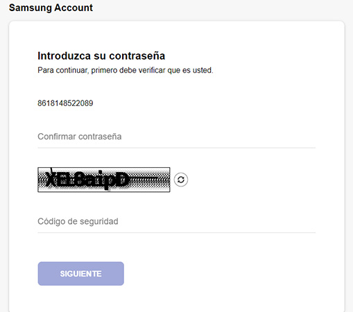 cofirmar cuenta de samsung