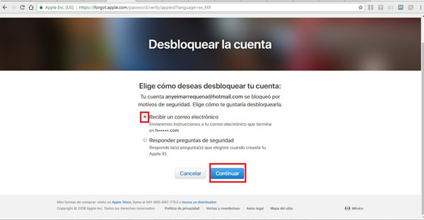 desbloquear la cuenta de cloud
