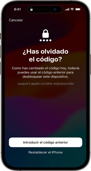  el restablecimiento del código te da 72 horas en las que se puede usar el código antiguo del iPhone o iPad para acceder a tu dispositivo